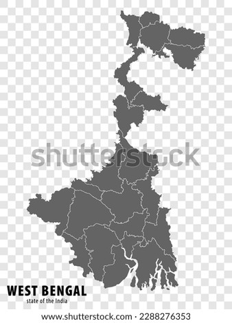 Blank map State  West Bengal of India. High quality map West Bengal with municipalities on transparent background for your web site design, logo, app, UI. Republic of India.  EPS10. Royalty-Free Stock Photo #2288276353
