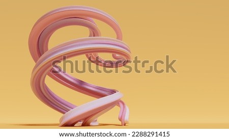 purple abstract figure on yellow stage, abstract concept, 3d rendering, horizontal position