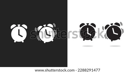 Clock alarm icon vector, time watch bell ringing wake up reminder for ui graphic illustration simple modern design pictogram image clipart black white isolated Royalty-Free Stock Photo #2288291477