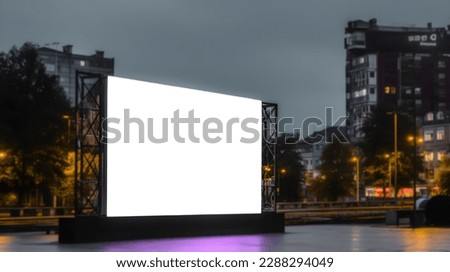 Blank outdoor Event advertisment screen for marketing purpose, Empty LED screen for event advertisment, white LED screen mockup	
 Royalty-Free Stock Photo #2288294049