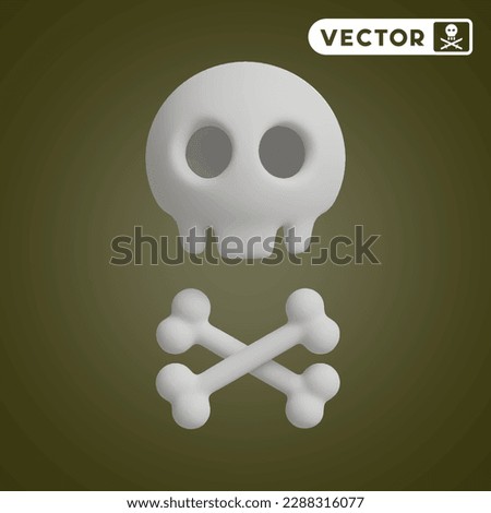 skull 3D vector icon set, on a muddy green background