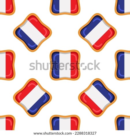 Pattern cookie with flag country France in tasty biscuit, pattern cookie consist of flag country France on natural biscuit, fresh biscuit cookie with flag country France it creative pattern sweet food