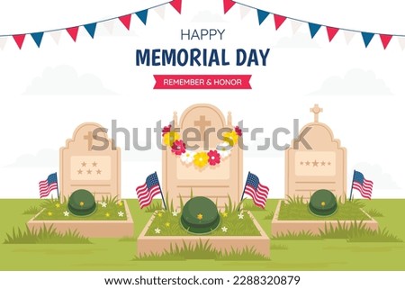 Usa memorial day celebration. American national holiday. Memorial Day Background Text Design. Vector Illustration. Honoring. Remember and Honor Poster. Happy Memorial Day background. May 29. USA.