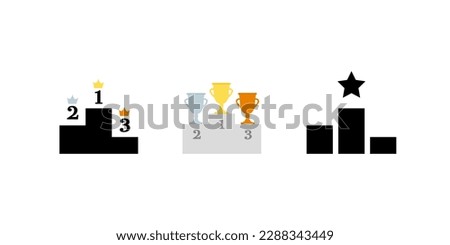 Champion winning podium, ranking of winners and achievements, vector icon illustration material

