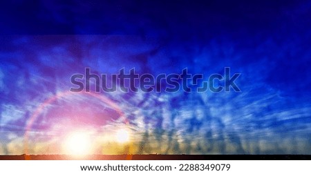 Dark blue Sky Horizon with Sunset Clouds