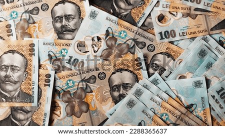 Romanian LEI Currency Banknote. RON Money European Currency Royalty-Free Stock Photo #2288365637