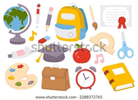 Vector illustration set of doodle back to school icon elements for digital stamp,greeting card,sticker,icon,design