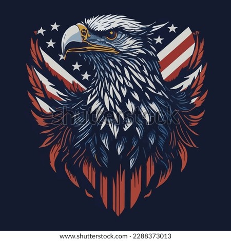 American eagle with USA flags illustration for T-Shirt