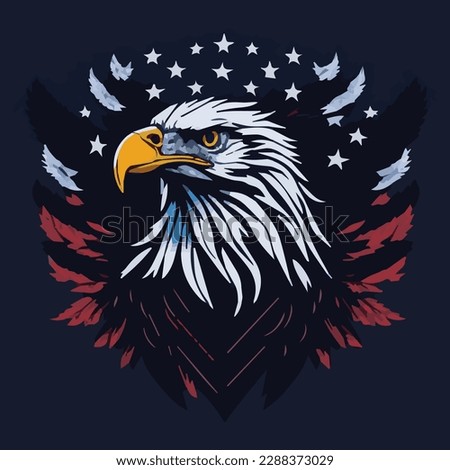 American eagle with USA flags illustration for T-Shirt
