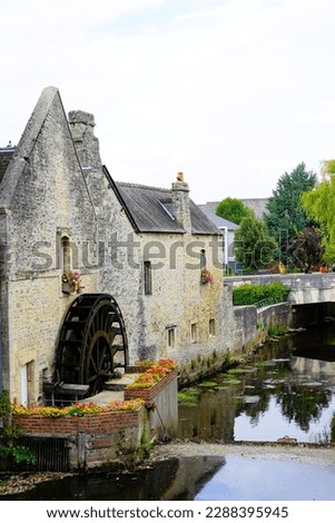 Water mill on the Aure river in Bayeux, Normandy, France