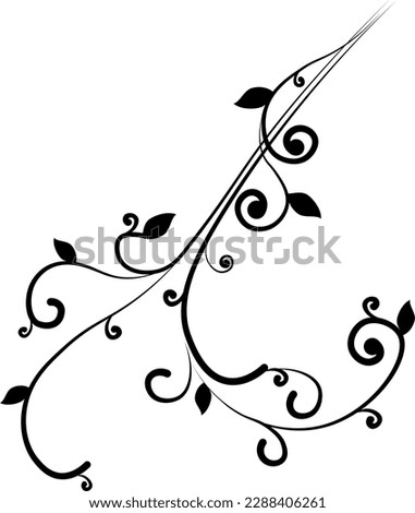 illustration with a black floral pattern on a white-background