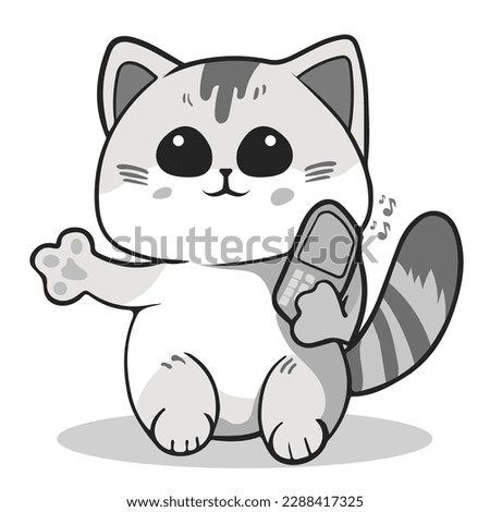  Coloring Page Outline Of cartoon fluffy Cute cat. Coloring book page for children.