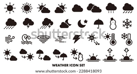 Simple monochrome weather icon set.
Easy-to-use vector material.
There are other variations as well. Royalty-Free Stock Photo #2288418093