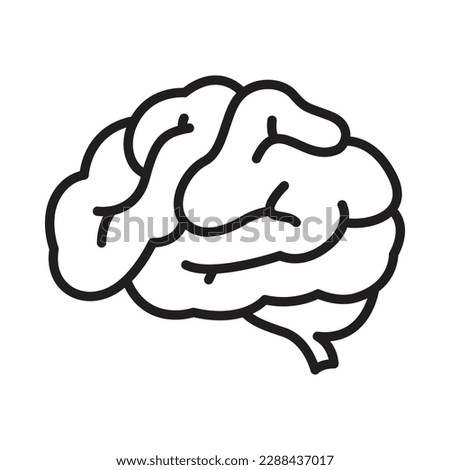 Human brain icon, simple design, black line on white background.
