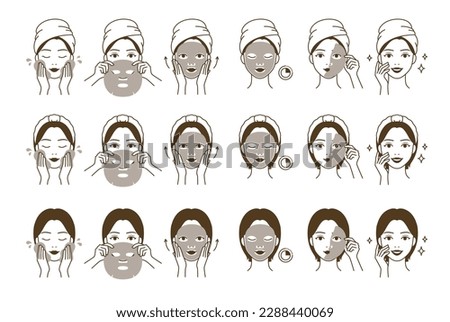 Cosmetic skin care routine_woman(girl) using face sheet mask Royalty-Free Stock Photo #2288440069