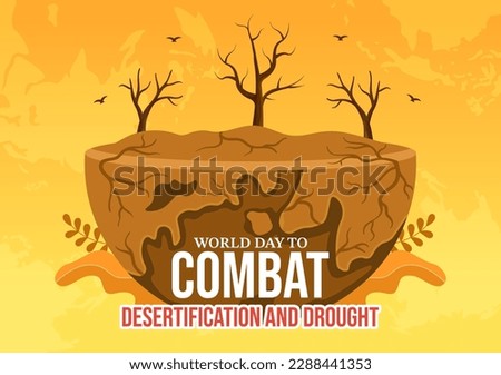 World Day to Combat Desertification and Drought Vector Illustration with Turning the Desert Into Fertile Land and Pastures in Hand Drawn  Royalty-Free Stock Photo #2288441353