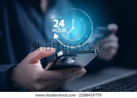 24hour open, service 24 hour, working 24 hour 7 days Royalty-Free Stock Photo #2288459759