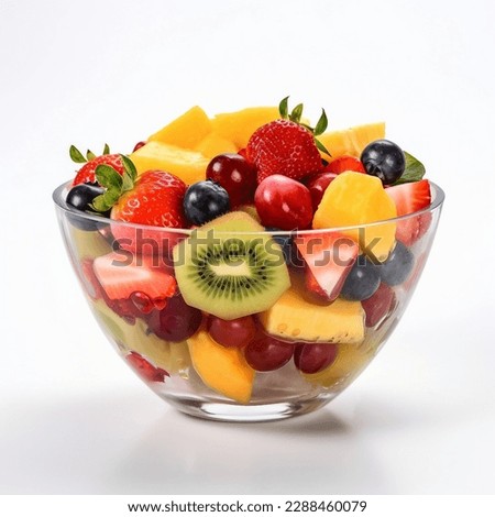Colorful Fruit Salad on White Background Royalty-Free Stock Photo #2288460079