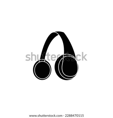 Vector headphones icon. Black symbol silhouette isolated on modern gradient background.
