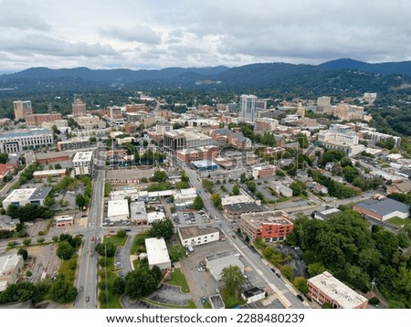 Aerial views from over Asheville and Cherokee North Carolina
