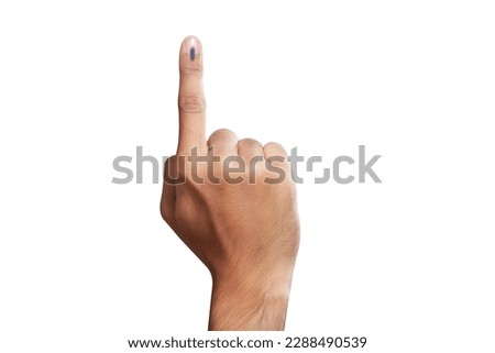 male Indian Voter Hand with a voting sign or ink pointing vote for India on background with copy space election commission of India Royalty-Free Stock Photo #2288490539