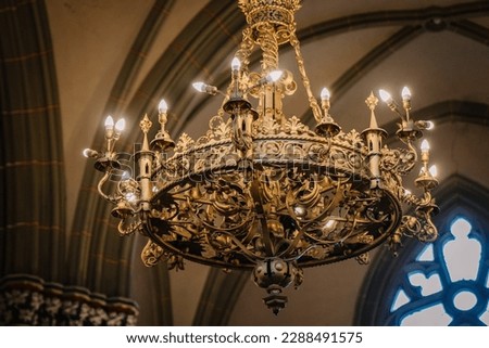 A beautiful lamp in close-up in a church