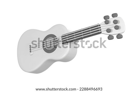 3d realistic acoustic guitar for music concept design in plastic cartoon style. Vector illustration.