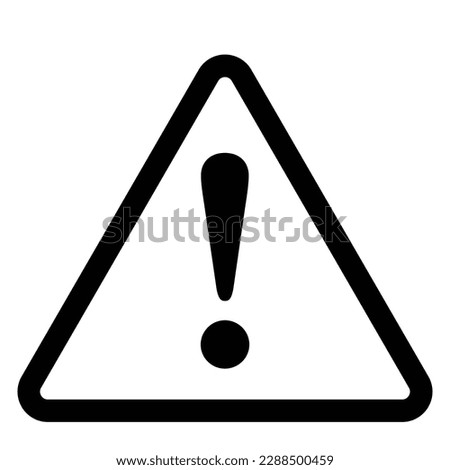 Exclamation mark icon, hazard warning attention sign, danger and caution symbol, error logo, risk graphic, flat style vector illustration for web, app, mobile. Black color triangle clip art isolated.