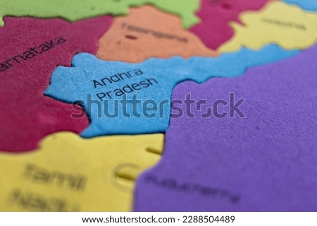 Selective focus on map of Andhra Pradesh - a state of India Royalty-Free Stock Photo #2288504489