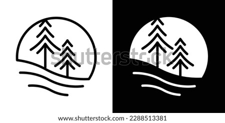 pine tree logo design line icon vector illustration
