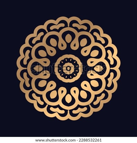 Luxury gold gradient mandala on black background. Vector. Mandala with floral patterns
