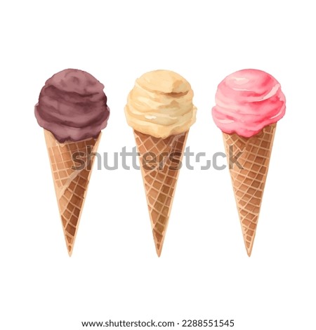 ice cream with style hand drawn digital painting illustration Royalty-Free Stock Photo #2288551545