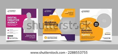 Digital Marketing Agency Online Webinar Social Media Post Set , Corporate Business Promotion Social Media Web Banner, Square Flyer Design Template