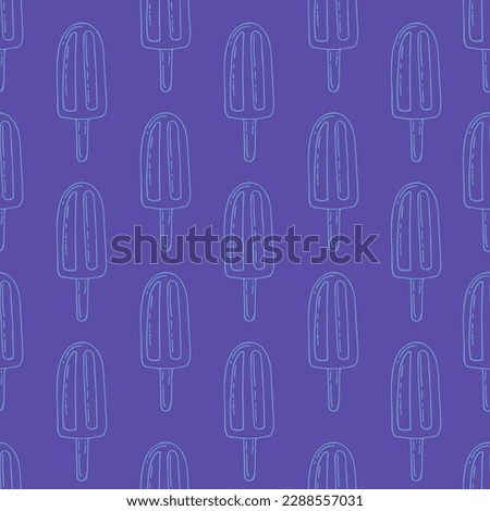 Seamless pattern with Ice cream, black and white icons