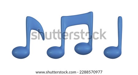 3d music note for music concept design in plastic cartoon style. Vector illustration.