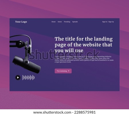 website landing page for music Royalty-Free Stock Photo #2288575981