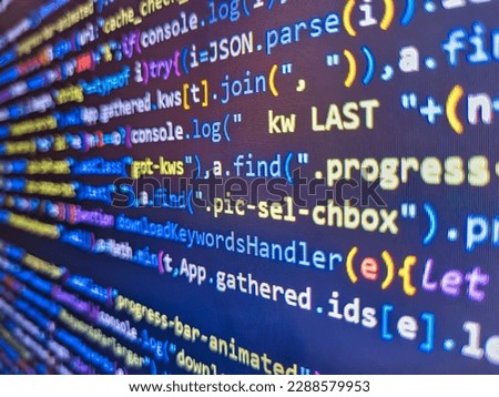 Developing programm. Colorful code background. Programming code abstract technology background of software developer and Computer script. Technology background. Mobile app building
