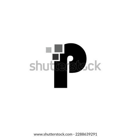 Letter P Pixel Logo Design Element
