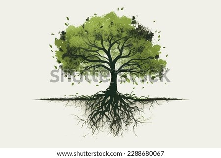 Tree with roots. Vector illustration design.