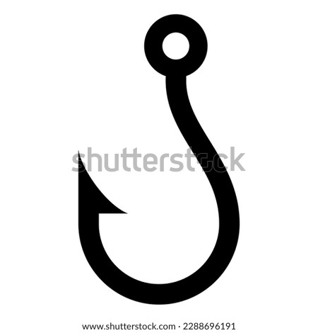 Fishing hook vector icon isolated on white background, simple hook silhouette