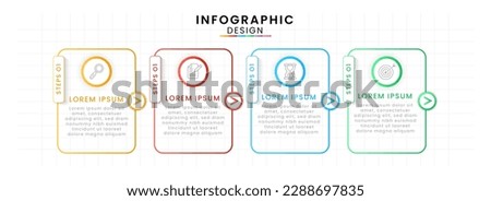 Infographic design template. Modern Timeline 4 step level, digital marketing data. Business workflows network project template for presentation and report.