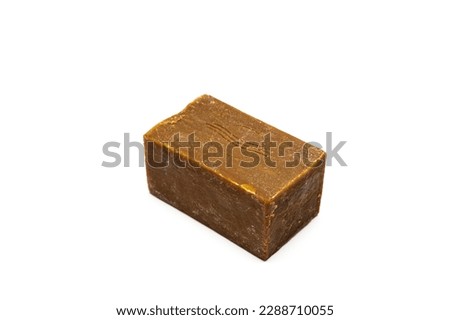 bar of old soap on white background. hand wash soap. High quality photo