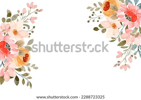 Spring pink orange floral with watercolor for wedding, birthday, card, background, invitation, wallpaper, sticker, decoration etc.
 Royalty-Free Stock Photo #2288723325