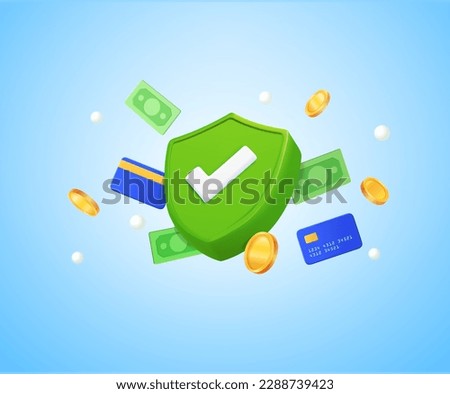 3d green check mark with banking debit credit cards and coins. Successful online digital payment design Banner for online promotion, e-commerce, shopping, advertising. 3D vector illustration. Royalty-Free Stock Photo #2288739423