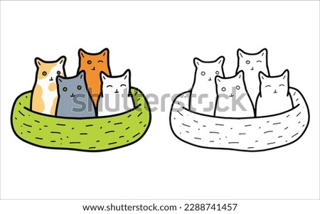 A page for coloring hobbies and creativity. Children's drawings for school and free time. Vector. Cat