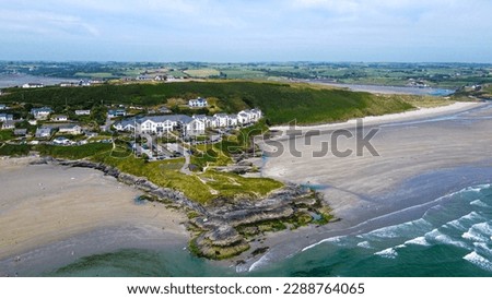 Top view of a coastal cliff on the Atlantic coast of Ireland. Virgin Mary headland. Inchydoney is a small island off West Cork, Ireland. Blue Flag beach. Royalty-Free Stock Photo #2288764065