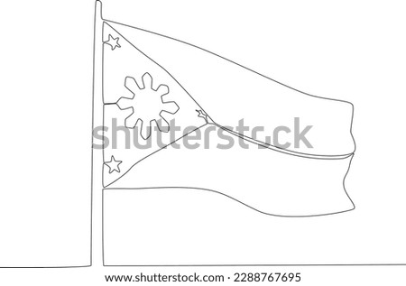 A Philippine flag is raised to celebrate independence. Philippine independence day one-line drawing