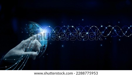 Man hand touching The metaverse, Digital transformation conceptual for next generation technology era, Data science, futuristic technology solution for business development