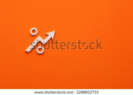 white statistics arrow up on orange color background - flat symbol for web site design or logo Royalty-Free Stock Photo #2288822755