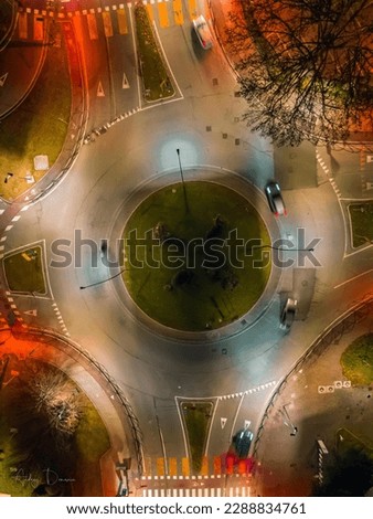 Aerial view San Donato Milanese, Italy, Milan. Night Drone Photography